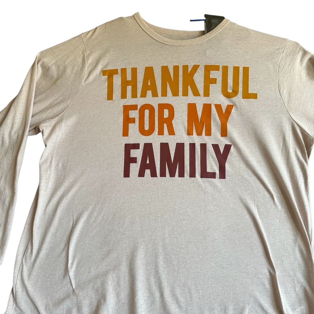 Place Thankful For My Family Long Sleeve Shirt - Cream Mens SZ XL - Picture 2 of 8